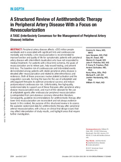 A Structured Review of Antithrombotic Therapy in Peripheral .